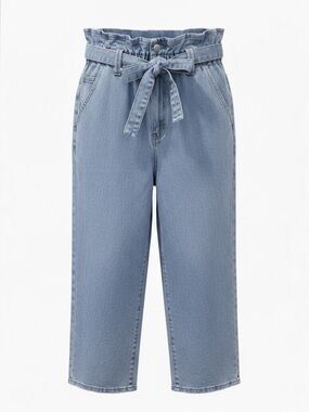 Blue Turtle Scrunchy Paperbag  High Rise Blue Jeans